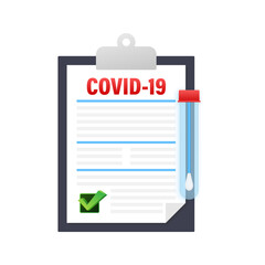 Corona virus covid 19 tube test medical laboratory. Tested positive and negative. Vector stock illustration.