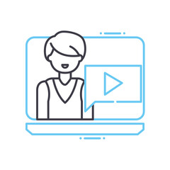live streaming line icon, outline symbol, vector illustration, concept sign