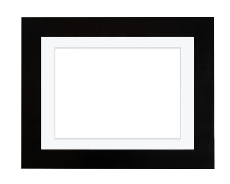 black picture frame with mat board  transparent background copy space
