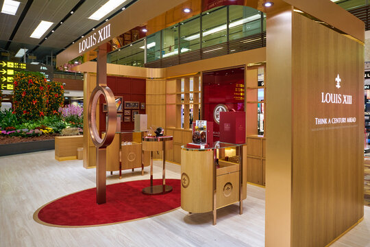 SINGAPORE - CIRCA JANUARY, 2020: Louis XIII pop-up boutique at Changi Airport Terminal.