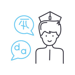 learning foreign languages line icon, outline symbol, vector illustration, concept sign