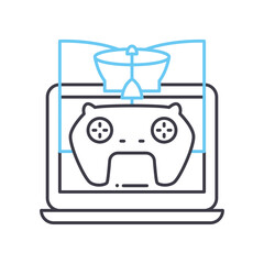 learninng game line icon, outline symbol, vector illustration, concept sign