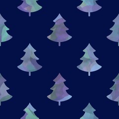 Obraz premium Winter forest seamless Christmas tree pattern for new year wrapping paper and kids clothes print and Noel