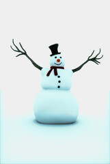 an isolated snowman against a white background (3d rendering)
