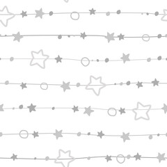 Seamless pattern with horizontal garlands of stars. Festive abstract pattern. Vector graphics.