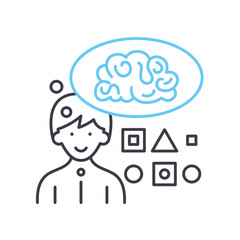 logic thinking line icon, outline symbol, vector illustration, concept sign