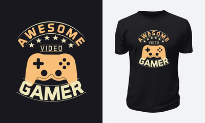 Video Gaming T shirt Design Vector Graphic Illustration for Print on Demand Site and Tees Business