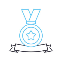 medal ribbon line icon, outline symbol, vector illustration, concept sign