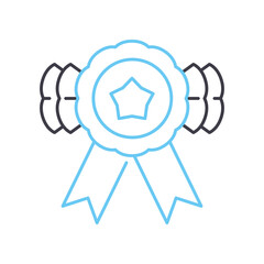 medal ribbon line icon, outline symbol, vector illustration, concept sign