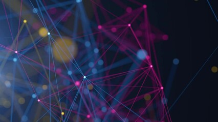 Connected node multi color network animation. Seamless loop 4k - Powered by Adobe