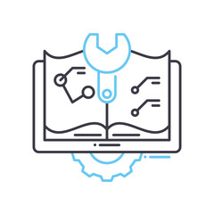 manual line icon, outline symbol, vector illustration, concept sign