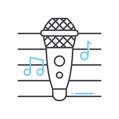 microphone line icon, outline symbol, vector illustration, concept sign