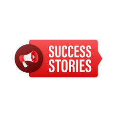 Megaphone with Success stories. Megaphone banner. Vector stock illustration