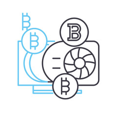 mining rig line icon, outline symbol, vector illustration, concept sign