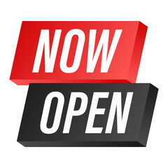 Megaphone with now open. Megaphone banner. Web design. Vector stock illustration