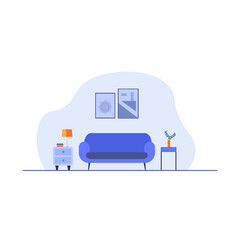 Cozy reading room modern design interior background template apartment concept.