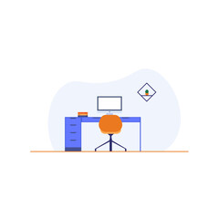Modern Colorful computer office desk with flat design
