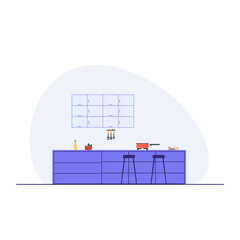 Smart Kitchen interior background furniture elements flat design