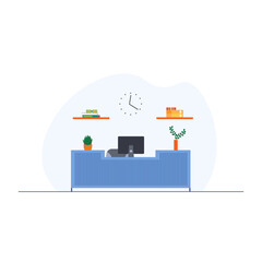 Office learning Remote workplace interior background vector illustration