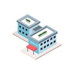Isometric view of modern office building isomeric composition