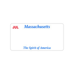 License plate of massachusetts. Car number plate. Vector stock illustration.