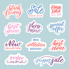 Sale stickers. Modern brush calligraphy, hand lettering phrases. - 527930156