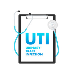 UTI - Urinary tract infection label, medical concept. Vector stock illustration. - obrazy, fototapety, plakaty