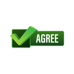 Agree and disagree label. Yes and No check marks. Vector stock illustration.