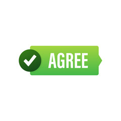 Agree and disagree label. Yes and No check marks. Vector stock illustration.