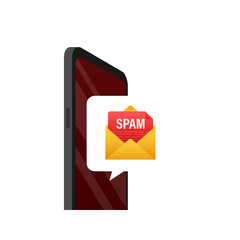 No spam. Spam Email Warning. Concept of virus, piracy, hacking and security. Envelope with spam. Vector illustration.