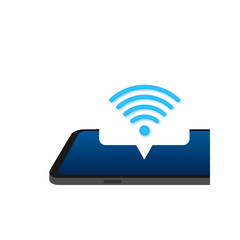 Wireless technology. Wifi internet connection on smartphone screen. Vector stock illustration.