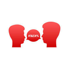 Complain or curse. Concept of parental advisory explicit content. Vector illustration.