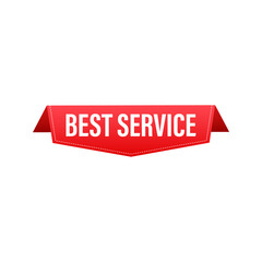 Best service red ribbon. Premium service label. Vector illustration.