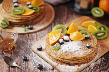 Crepes or bliny with fruit	