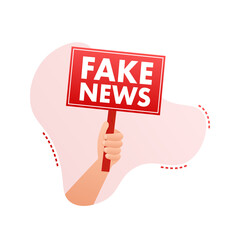 Fake news hands holding, electronic internet fraud. Vector illustration.