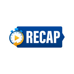 Recap, video play button replay. Watching on streaming. Vector stock illustration.
