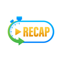 Recap, video play button replay. Watching on streaming. Vector stock illustration.