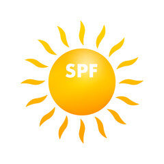 Set of simple flat SPF sun protection. UV protection. Vector stock illustration.