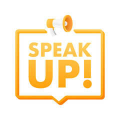 Hand Holding Megaphone with speak up. Megaphone banner. Web design. Vector stock illustration.