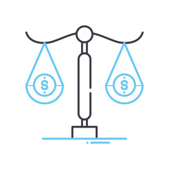 money balance line icon, outline symbol, vector illustration, concept sign