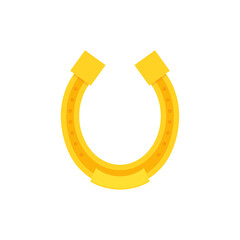 Golden horseshoe icon. Good luck sign. Vector stock illustration.
