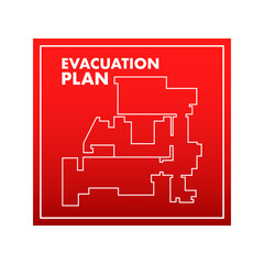 Evacuation plan of the building in case of fire. Fire safety. Vector stock illustration.