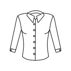 Linear women's shirt with long sleeves. Blouse illustration isolated on white background. Woman shirt style design, designed for web and app. vector illustration