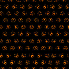 Halloween seamless pattern with cute pumpkin. Doodle background with cute spooky character. Vector illustration