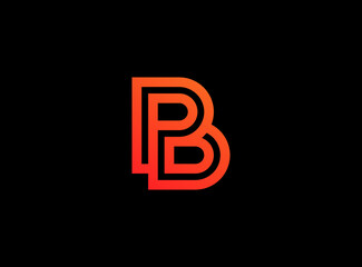 Simple letter B or PB logo design template on black background. suitable for logo brand.