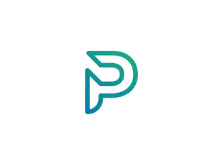 Teal letter P Logo for Innovative and Tech Companies