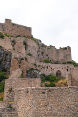 Fototapeta na wymiar Amasya castle is an old fortress with ancient city fortifications located in Amasya in northern Turkey. Isolated bottom view fortress