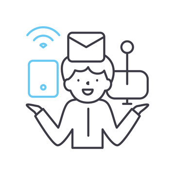 Multi Tasking Line Icon, Outline Symbol, Vector Illustration, Concept Sign