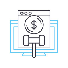online auction line icon, outline symbol, vector illustration, concept sign