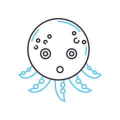 octopus line icon, outline symbol, vector illustration, concept sign